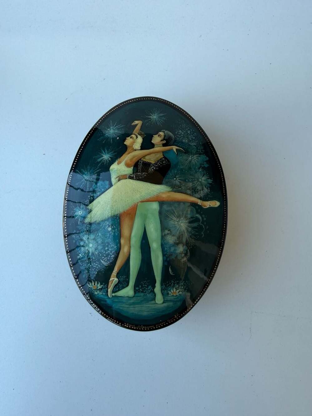 Vintage Kholui Russian Lacquer Box Swan Lake Ballet